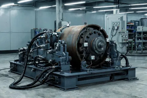 Hydraulic vibration test rig for roller drums